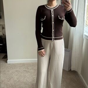 Rhinestone button knit top. XS/S